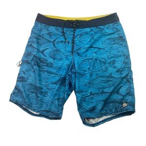 Reef Men’s Sz 38 Blue Fish Water Boardshorts To Trip On Hybrid Swim Shorts